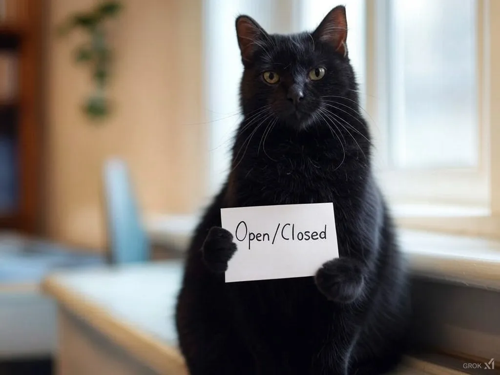 Gato negro representando el principio abierto/cerrado OCP de los principios SOLID.