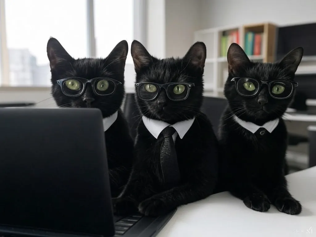 Gatos negros representando los cinco principios SOLID del desarrollo de software.