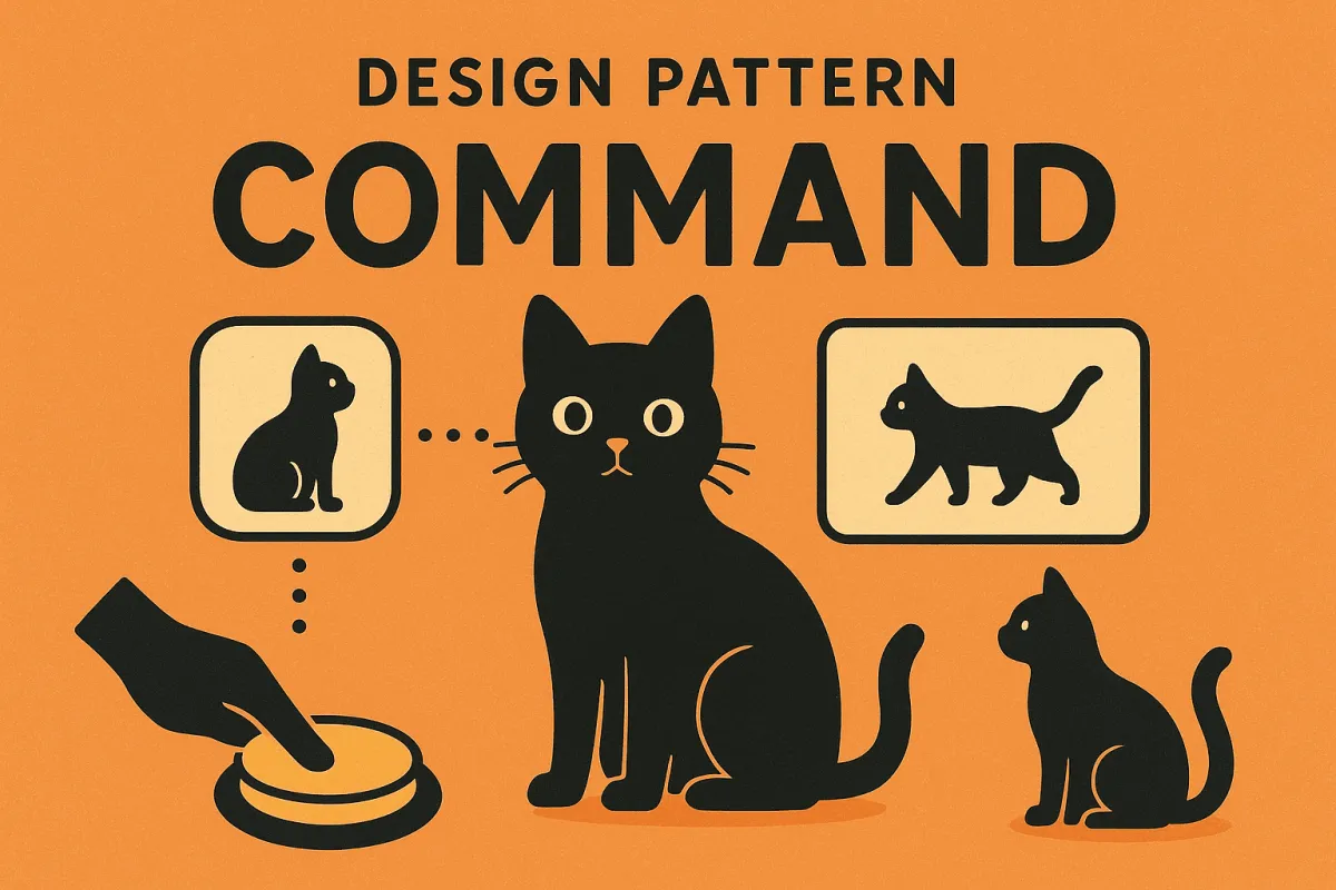 Diagrama del patrón Command mostrando un invocador, una interfaz de comando, comandos concretos y un receptor.