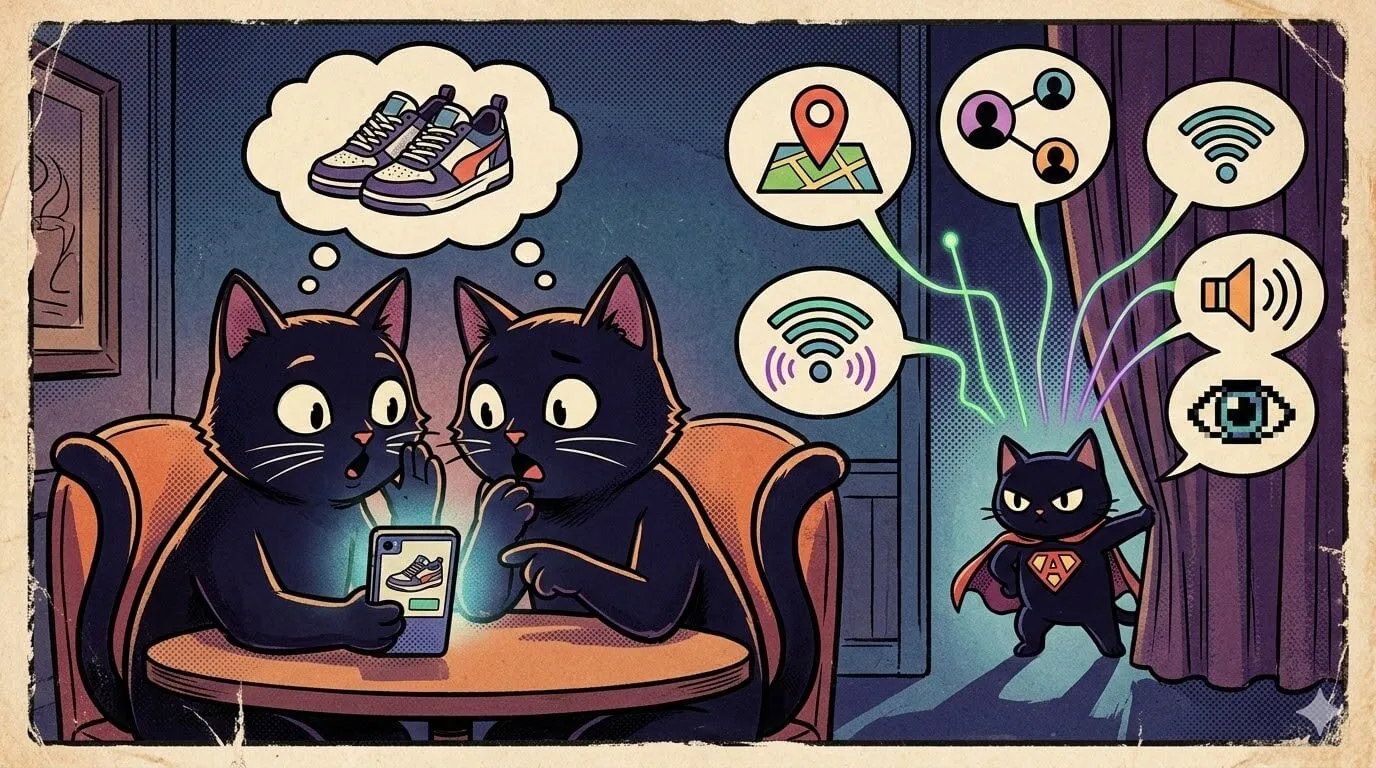 Smartphone con orejas gigantes escuchando una conversación.