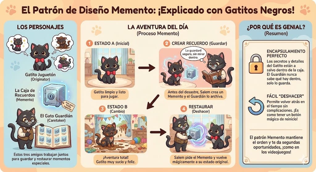 Infografía Patrón de diseño Memento